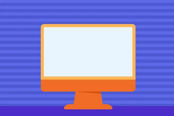 Ilustracja komputer puste kolorowy Monitor zamontowany na stoisku. Komputer stacjonarny pustej przestrzeni kolorowy ekran wolnostojące na stole. Pomysł twórczy tle prezentacji i raportów. — Wektor stockowy