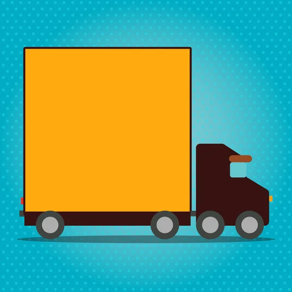 Illustration of Delivery Truck with Blank Covered Back Container for Word Space. Lorry Vehicle with Empty Room for Text and Graphic. Creative Background for Transit Ads and Movers. — Stock Vector