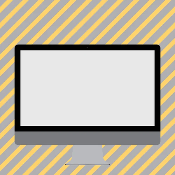 Ilustracja puste białe komputer Monitor zamontowany na statywie. Idea projektu ekranu pulpitu puste płaski dla technologii aplikacji. Czysty komputer wyświetlacz elektroniczny sprzętu. — Wektor stockowy