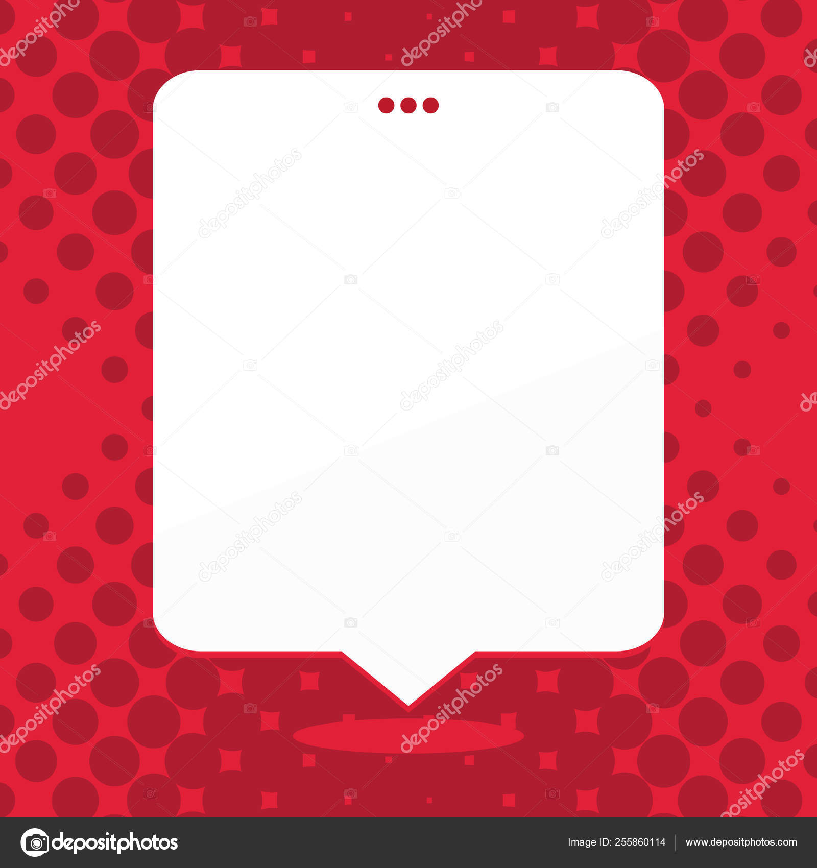 Bolha de fala em forma retangular em branco com 3 furos de perfuração.  Balão de texto, image size:1600x1700