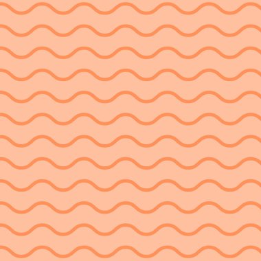 Iki tonda yatay dar ve geniş dalgalı çizgiler deseni. Turuncu Ince ve kalın Curvy Stripes tekrarı. Baskı, tekstil, poster arka plan için dikişsiz Zigzag fotoğraf.