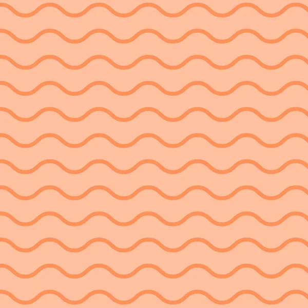 Mönster av horisontella smala och breda vågformade linjer i två ton. Upprepning av tunna och tjocka kurviga ränder i orange. Sömlös sicksack foto för tryck, textil, affisch bakgrund. — Stock vektor