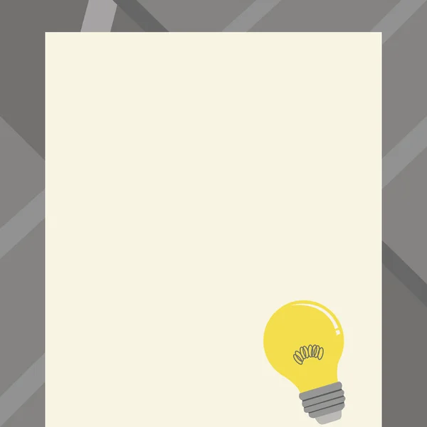 Bulb Idea Icon with Filament on Top of Blank Color Paper. Incandescent Lamp with Coil Wire Resting on Pastel Shade Board. Creative Background Idea for Announcement and Expressions. — Stock Vector