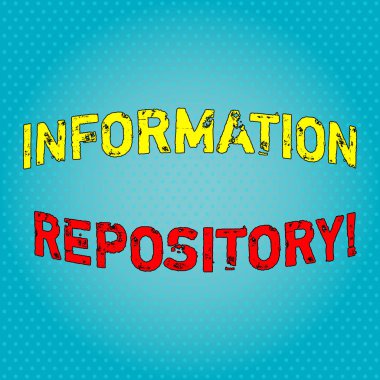 Bilgi deposunu gösteren kavramsal el yazısı. İş fotoğrafı metni verilerin depolandığı ve bulunabileceği bir yer ışık ışını parlayan üzerinde Dikişsiz Mavi Pastel Shade minik polka dots.