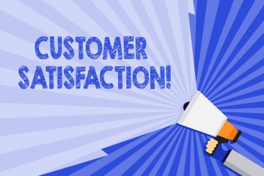 Word yazma metin müşteri memnuniyeti. Hacim aralığını genişletmek için boş geniş kiriş ile bir firma el Holding megafon gelen müşterilerin yerine getirilmesi ölçmek için iş kavramı.