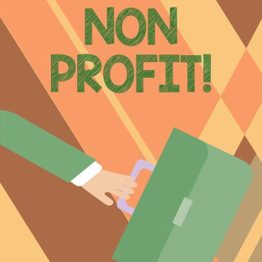 Kar amacı gütmeyen gösteren Not yazma. İş fotoğrafı yapma veya öncelikle kar organizasyon acele Işadamı SW, back ve holdıng evrak çantası yapmak için yürütülen vitrine.