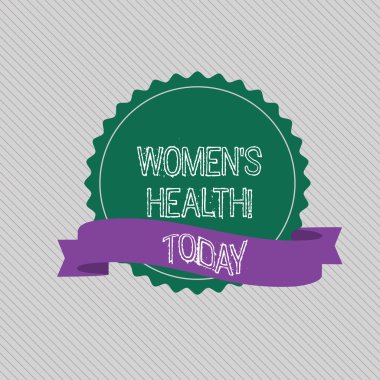 Women 'ın sağlığını gösteren metin işareti. Kavramsal fotoğraf kalp hastalığı kanser diyabet gibi kronik hastalıklar koşulları boş renk mühür Sticker ile pürüzlü kenar ve farklı Shade Ribbon Strip.