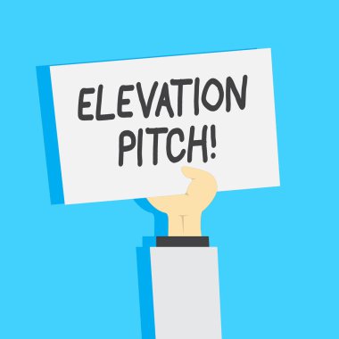 Handwriting text writing Elevator Pitch. Concept meaning short description of product business idea given to investor Clipart of Hand Holding Up Blank Sheet of White Paper on Pastel Backdrop.