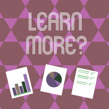 Daha fazla bilgi edinmek için kavramsal el yazısı göster soru. İş fotoğraf vitrine kazanç bilgi veya beceri eğitim uygulama Bar, veri ve pasta grafik grafiği üzerinde beyaz kağıt üzerinde sunum.