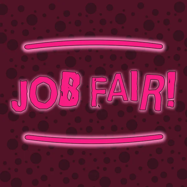 Writing note showing Job Fair. Business photo showcasing event in which employers recruiters give information to employees Seamless Maroon Circles in Different Sizes Scattered in Random Pattern.
