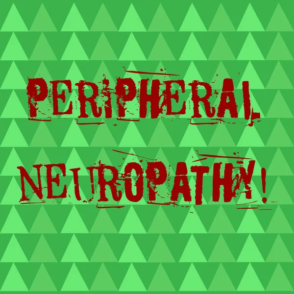 Periferik nöropati gösteren kavramsal el yazısı. İş fotoğraf metin durumu veya periferik sinirleri etkileyen hastalık soyut şekil küçük ağaçlar gibi satırlar yeşil üçgenler deseni. — Stok fotoğraf