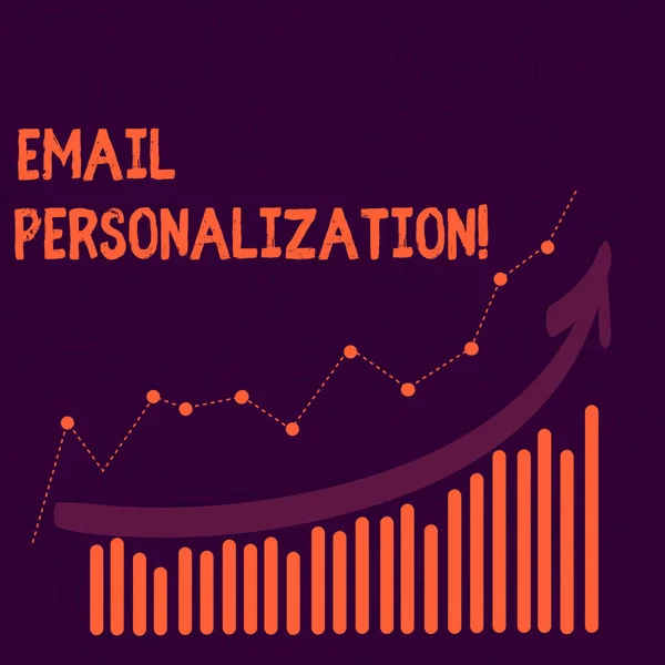 Text sign showing Email Personalization. Conceptual photo allows to insert demonstratingal data into the email template Combination of Colorful Column and Line Graphic Chart with Arrow Going Up.