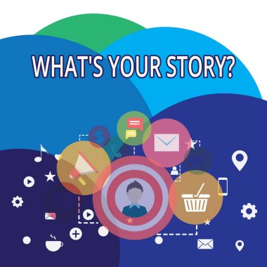 Hangi hikaye soru S gösteren Not yazma. İş fotoğraf vitrine hakkında onun geçmiş yaşam eylemleri olayları fotoğraf dijital pazarlama kampanyası simgeler ve öğeleri e-ticaret için gösteren soran.