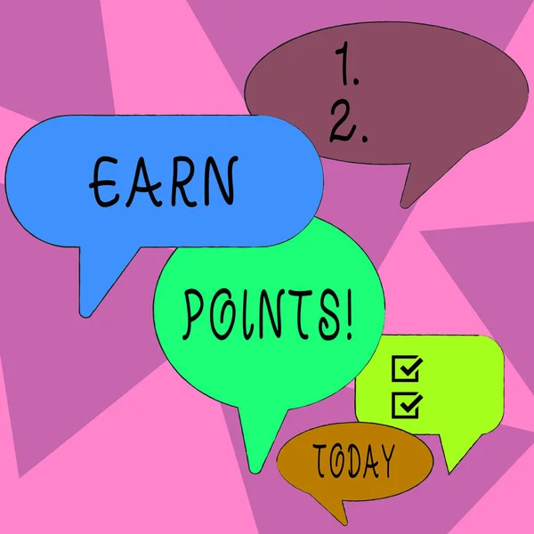 Word writing text Earn Points. Business concept for collecting scores in order qualify to win big prize Many Color Speech Bubble in Different Sizes and Shade for Group Discussion.