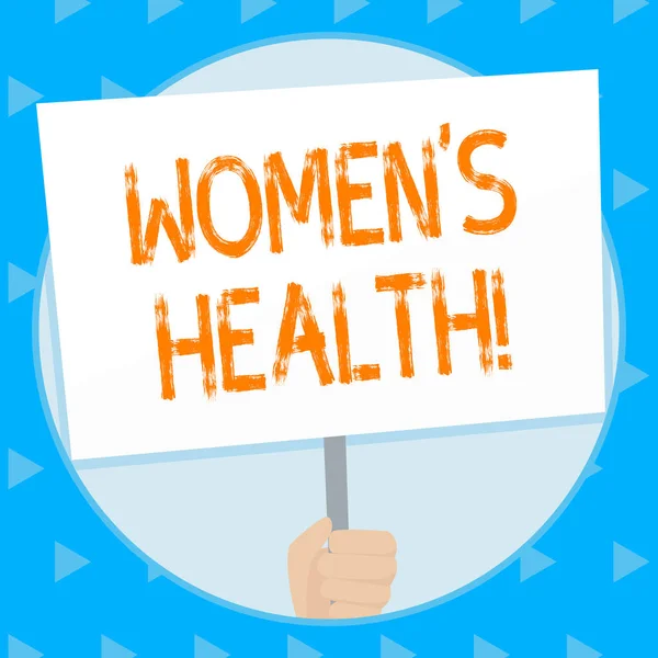Word yazma metin Women S sağlık. Kalp hastalığı kanser diyabet el Holding boş beyaz Placard olarak kronik hastalıklar koşulları için iş konsepti sosyal farkındalık için kolu tarafından desteklenen.