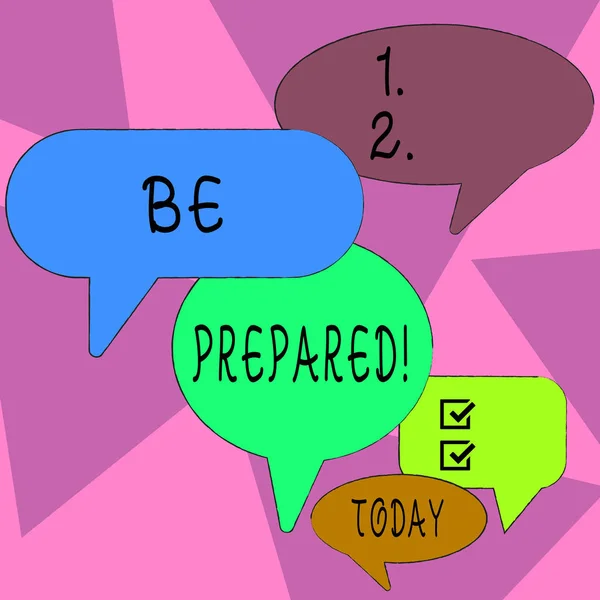 Подготовка текста для написания слов. Business concept for try be always ready to do or deal with something Many Color Speech Bubble in different Sizes and Shade for Group Discussion . — стоковое фото