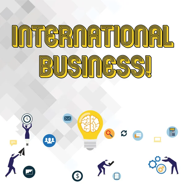 Text sign showing International Business. Conceptual photo Exchange of goods and services between countries Business Digital Marketing Symbol, Element, Campaign and Concept Flat Icons.