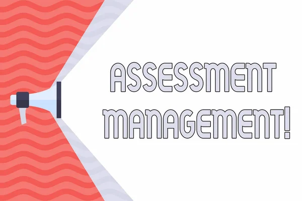 Handwriting text Assessment Management. Concept meaning analysisagement of investments on behalf of others Megaphone Extending the Capacity of Volume Range thru Blank Space Wide Beam. — Stock Photo, Image