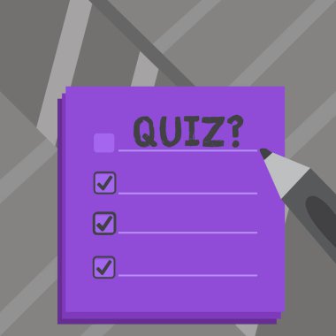 El yazısı metin quiz soru. Bireyler veya takımlar arasında rekabet olarak bilgi kavramı anlam testi boş renkli kontrol listesi Planlayıcı sayfaları Tick Box ve marker Pen ile do.