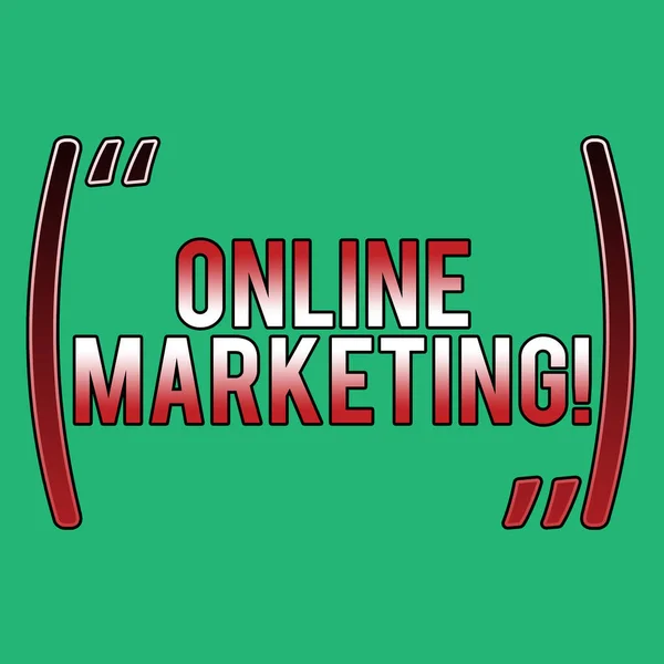Word writing text Online Marketing. Business concept for leveraging web based channels spread about companys brand Blank Solid Shade of Green for Environmental, Money Matter, Freshness Theme. — Stock Photo, Image