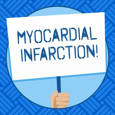 Miyokard ınfarktüsü gösteren metin işareti. Kavramsal fotoğraf nedeniyle dolaşım kan ani yoksunluğu el Holding Blank beyaz Placard tarafından desteklenen SAP sosyal farkındalık için.