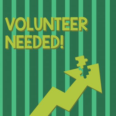 Kavramsal el yazma gönüllü gerekli gösteren. İş fotoğraf vitrine gerek olmadan organizasyon için çalışma ödenmemiş ayrılmış parça bilmecenin Piece ile Işaret yukarı ok.