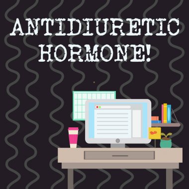 Antidiüretik hormon gösteren notu yazma. Teknik kişi Iç çalışma Space Station kavramı hipofiz bezi fotoğraf tarafından serbest olan peptit molekül vitrinde iş fotoğrafı.