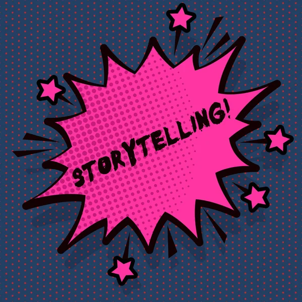 Písemné koncepční psaní ukazující vyprávění příběhů. Textová aktivita pro text v zaměstnání psát příběhy pro jejich publikování do veřejného zápasu a křičící bublinová bublina s obrysem. — Stock fotografie
