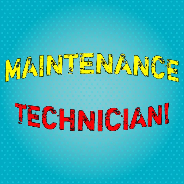 Conceptual hand writing showing Maintenance Technician. Business photo text Troubleshoot and maintain production equipment Light Beam Glowing on Seamless Blue Pastel Shade Tiny Polka Dots.