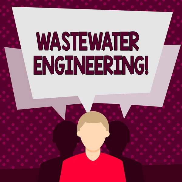 Woord tekst schrijven afvalwater engineering. Business concept voor engineering methoden ter verbetering van de sanitaire voorzieningen in de openbare mens heeft twee schaduwen elk heeft hun eigen speech Bubble overlappende. — Stockfoto