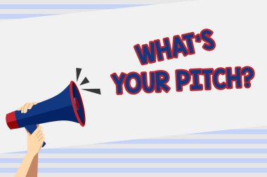 Ne S senin pitch soru olduğunu gösteren Not yazma. Ses veya müzik sesi özelliği hakkında soran iş fotoğrafı vitrine ses simgesi ve metin alanı ile ınsan el Holding megafon.