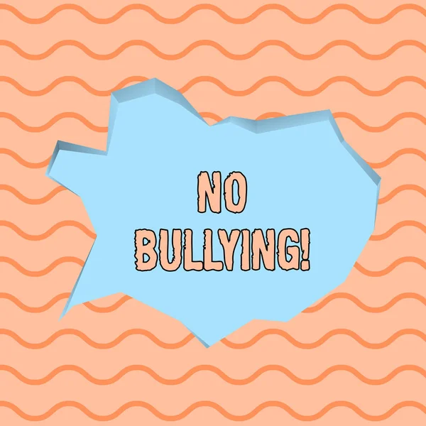 Conceptual hand writing showing No Bullying. Business photo text stop aggressive behavior among children power imbalance Pale Blue Speech Bubble in Irregular Cut 3D Style Backdrop. — Stock Photo, Image
