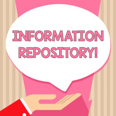 El yazısı metin bilgi deposu. Kavram anlamı veri depolanır ve bağış el Işareti simgesi ve konuşma kabarcık için Supine pozisyonda Palm up bulunabilir bir yer.