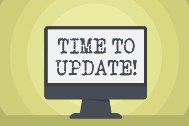 Word, güncelleştirme Için metin yazma zamanı. Bunun için iş kavramı bir şey daha modern yeni boş alan masaüstü bilgisayar Colorful monitör ekran Freestanding masa üzerinde yapmak için doğru an.