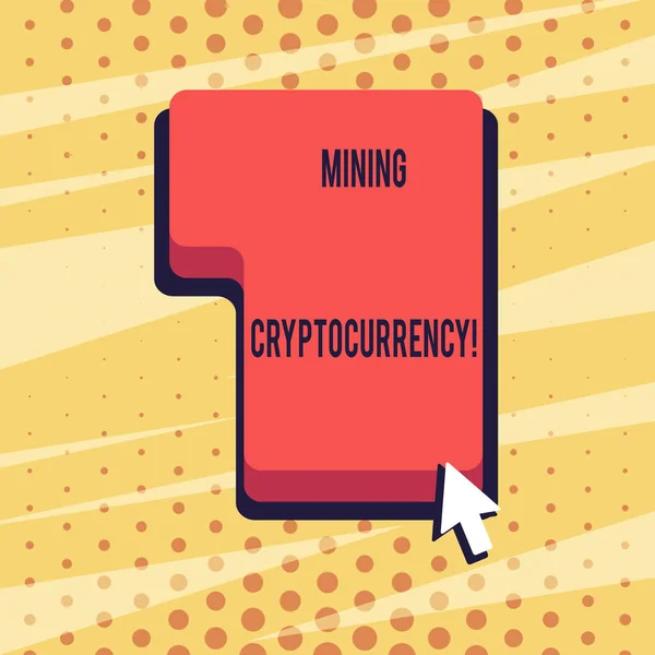 Handwriting text Mining Cryptocurrency. Concept meaning handling of transaction in the digital currency system Direction to Press or Click the Red Keyboard Command Key with Arrow Cursor. — Stock Photo, Image