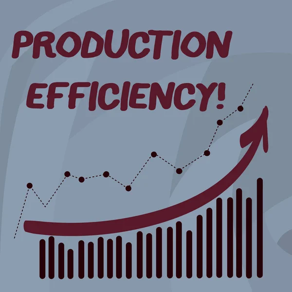 Tekst pisma ręcznego efektywność produkcji. Znaczenie pojęcia nie można zwiększyć wydajność dobra bez dodatkowych kosztów kombinacja kolorowych kolumnowych i liniowych wykresów graficznych ze strzałką dzieje się w górę. — Zdjęcie stockowe