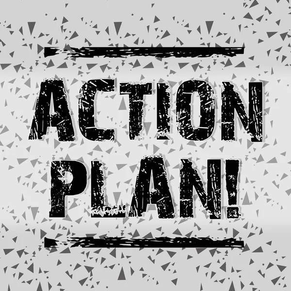 Handwriting text writing Action Plan. Concept meaning proposed strategy or course of actions for certain time Seamless Gray Confetti or Tiny Pieces of Broken Glass Scattered in Random.