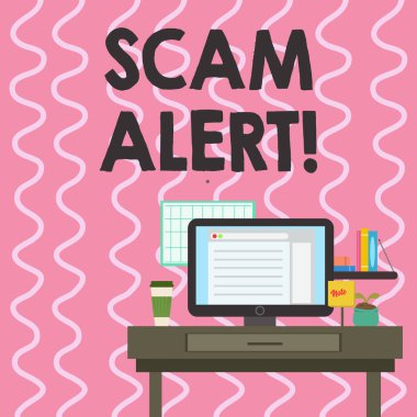 Scam Alert gösteren metin işareti. Kavramsal fotoğraf dolandırıcılığına onu Iç çalışma Space Station Teknik kişi kavramı onu fotoğraf ikna ederek kurban para elde.