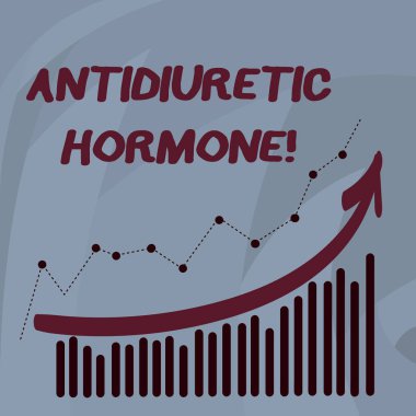 El yazısı metin antidiüretik hormon. Kavramı anlam peptid molekül bu hipofiz bezi kombinasyonu tarafından renkli sütun ve çizgi grafik grafik ok gidiş yukarı gidiyor.