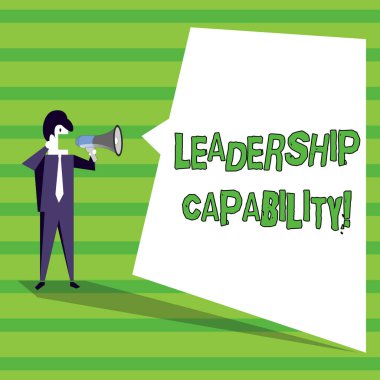 Word yazma metin liderlik yeteneği. Yetenek için iş kavramı diğerleri başarıyla kurşun etkilemek için bir Işadamı bağırmak megafon ve boş beyaz düzensiz şekil konuşma kabarcık.