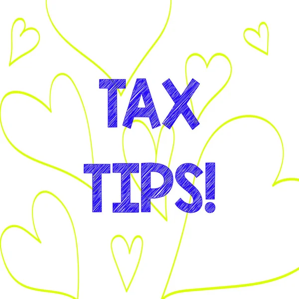 Text sign showing Tax Tips. Conceptual photo compulsory contribution to state revenue levied by government Drawing of Heart Outline Print Out Pattern for Romantic and Health Issues.