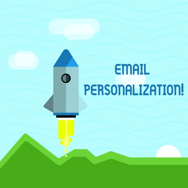 Text sign showing Email Personalization. Conceptual photo allows to insert demonstratingal data into the email template Colorful Spacecraft Shuttle Rocketship Launching for New Business Startup.