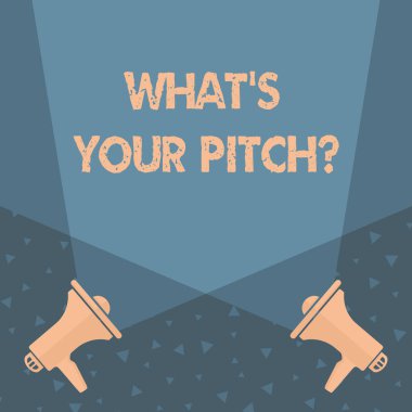 Ne S senin pitch soru olduğunu gösteren Not yazma. Ses veya müzik tonunun mülkiyet hakkında soran iş fotoğraf vitrinde Spotlight yukarı yukarı Megaphones gelen zemin üzerinde crisscrossing.