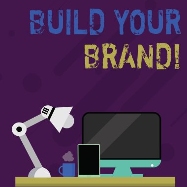 Kelime yazma metin markanızı oluşturun. İş kavramı için oluşturur veya geliştirir müşteriler bilgi ve ürün görüşleri bilgisayar, tablet ve lamba ile Nightshift Worker için Workspace çalışma alanı.