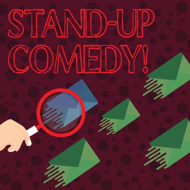El yazısı metin yazma stand up komedi. Hangi komedyen bir farklı renk zarf üzerinde büyüteç ön canlı kitle gerçekleştirir ve diğerleri aynı gölge vardır kavramı anlam komik tarzı.