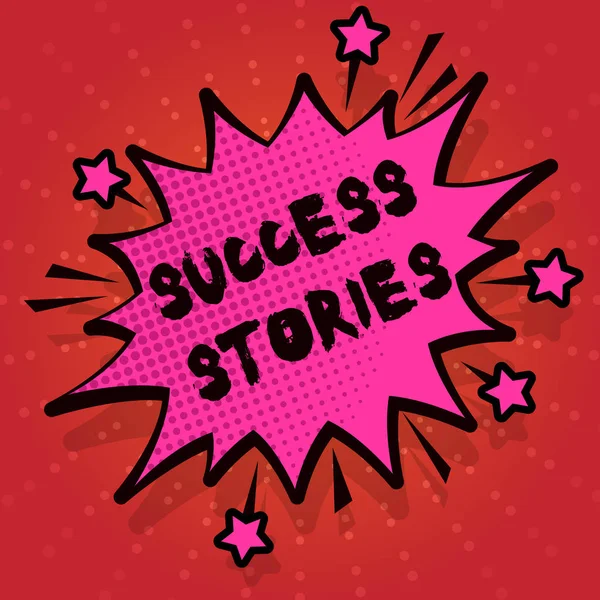 Writing note showing Success Stories. Business photo showcasing story demonstrating who rises to fortune or brilliant achievement Spiky Fight and Screaming Angry Speech Bubble with Outline. — Stock Photo, Image