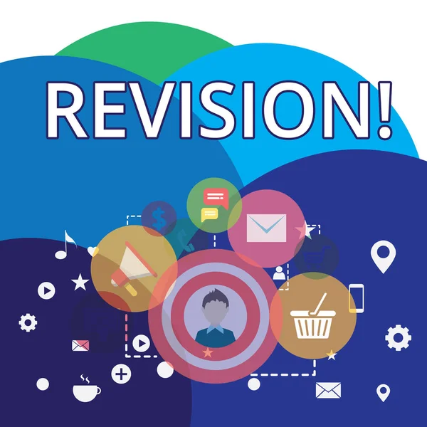 Nota di scrittura che mostra Revisione. Foto aziendale che mostra l'azione di revisione su qualcuno come la revisione contabile o la foto contabile di Digital Marketing Campaign Icons and Elements for Ecommerce . — Foto Stock