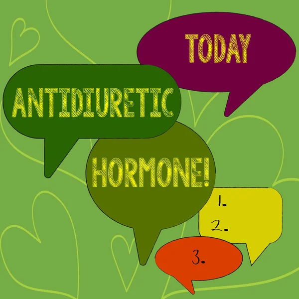 Writing note showing Antidiuretic Hormone. Business photo showcasing peptide molecule that is release by the pituitary gland Speech Bubble in Different Sizes and Shade Group Discussion. — Stock Photo, Image