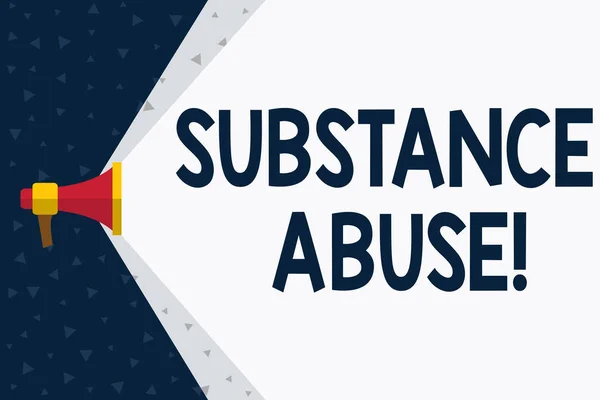 Word writing text Substance Abuse. Business concept for patterned use of drug in which user consumes in amounts Megaphone Extending the Capacity of Volume Range thru Blank Space Wide Beam. — Stock Photo, Image