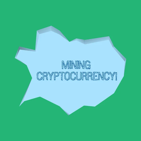 Word writing text Mining Cryptocurrency. Business concept for handling of transaction in the digital currency system Blank Pale Blue Speech Bubble in Irregular Cut Edge Shape 3D Style Backdrop.